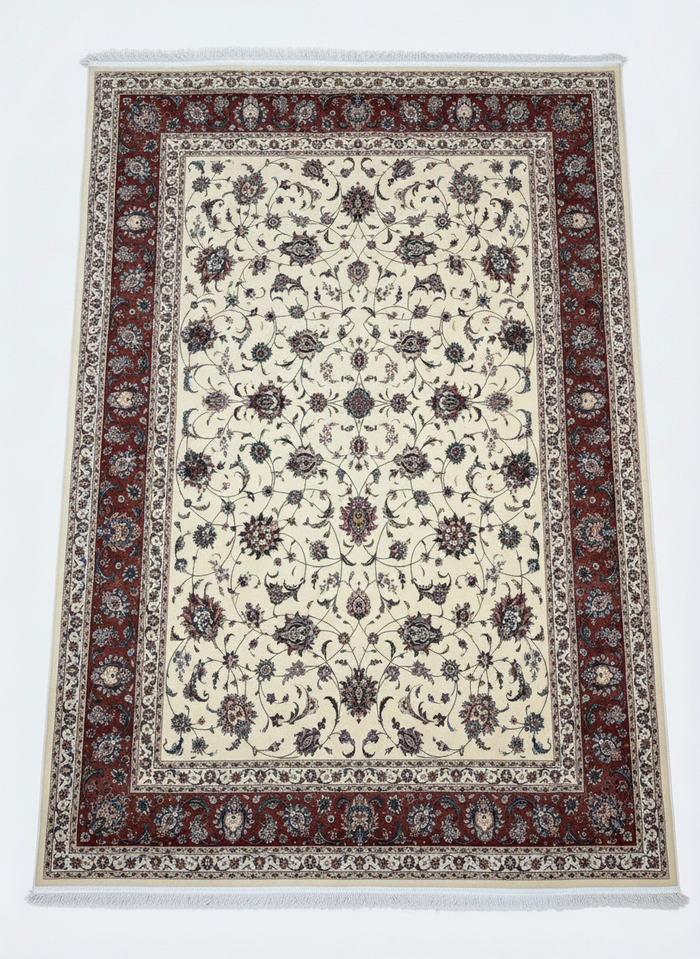 Produktfoto – Perserteppich Creme/Rot mit Floralmuster 300×200 cm