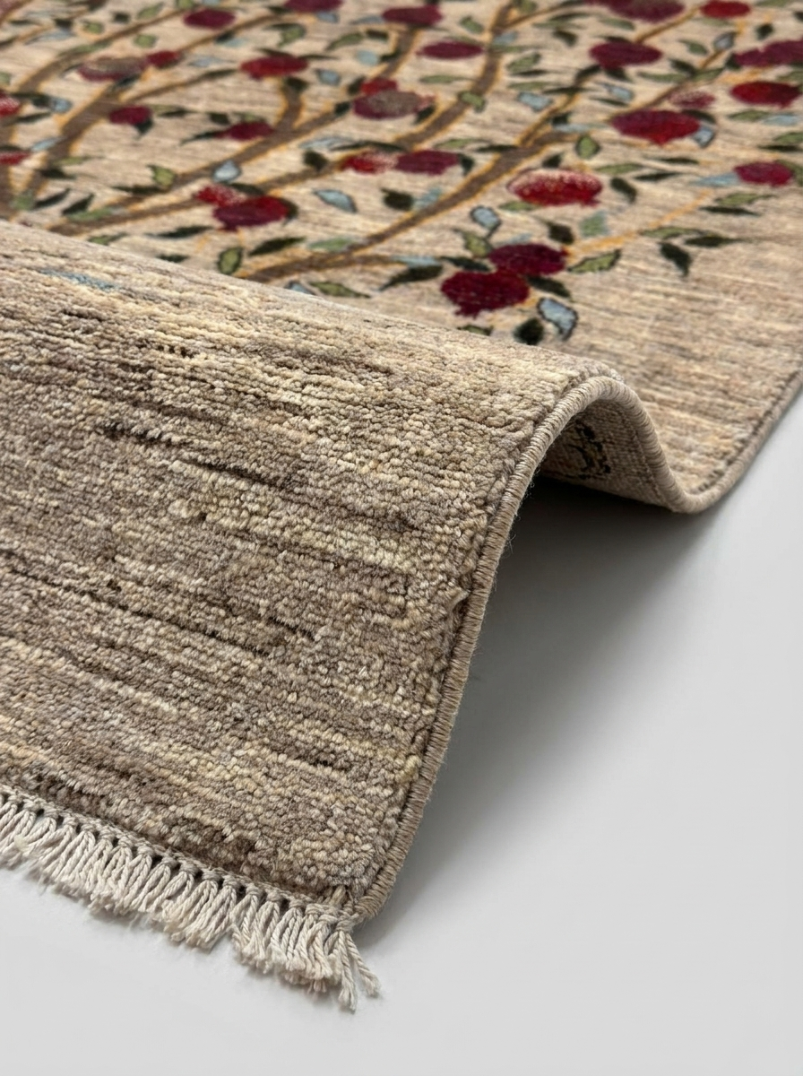 Gabbeh Perserteppich handgeknüpft – 228 × 159 cm – Natur mit Baummotiv