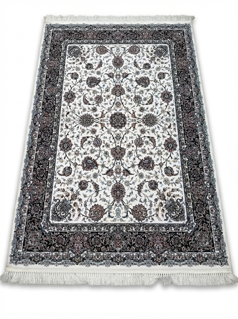 Täbriz Perserteppich (maschinell) – Creme/Schwarz – 225×150 cm