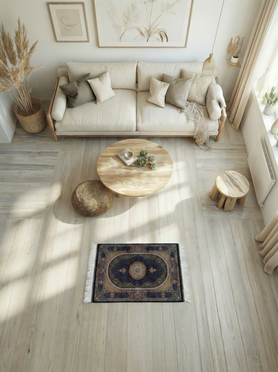 Ghom Seide Perserteppich – Dunkelblau/Gold – 90×60 cm (Maschinell)