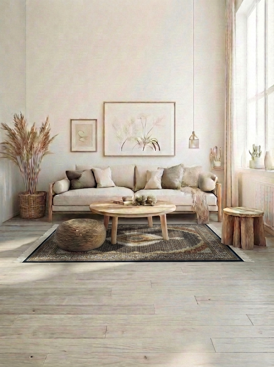 Täbriz Perserteppich – Maschinell – 225 × 150 cm – Anthrazit/Beige