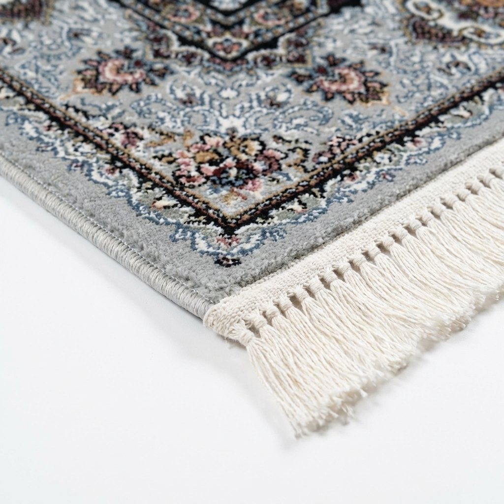 Täbriz Perserteppich – Maschinell – 225 × 150 cm – Grau Patchwork mit Medaillon