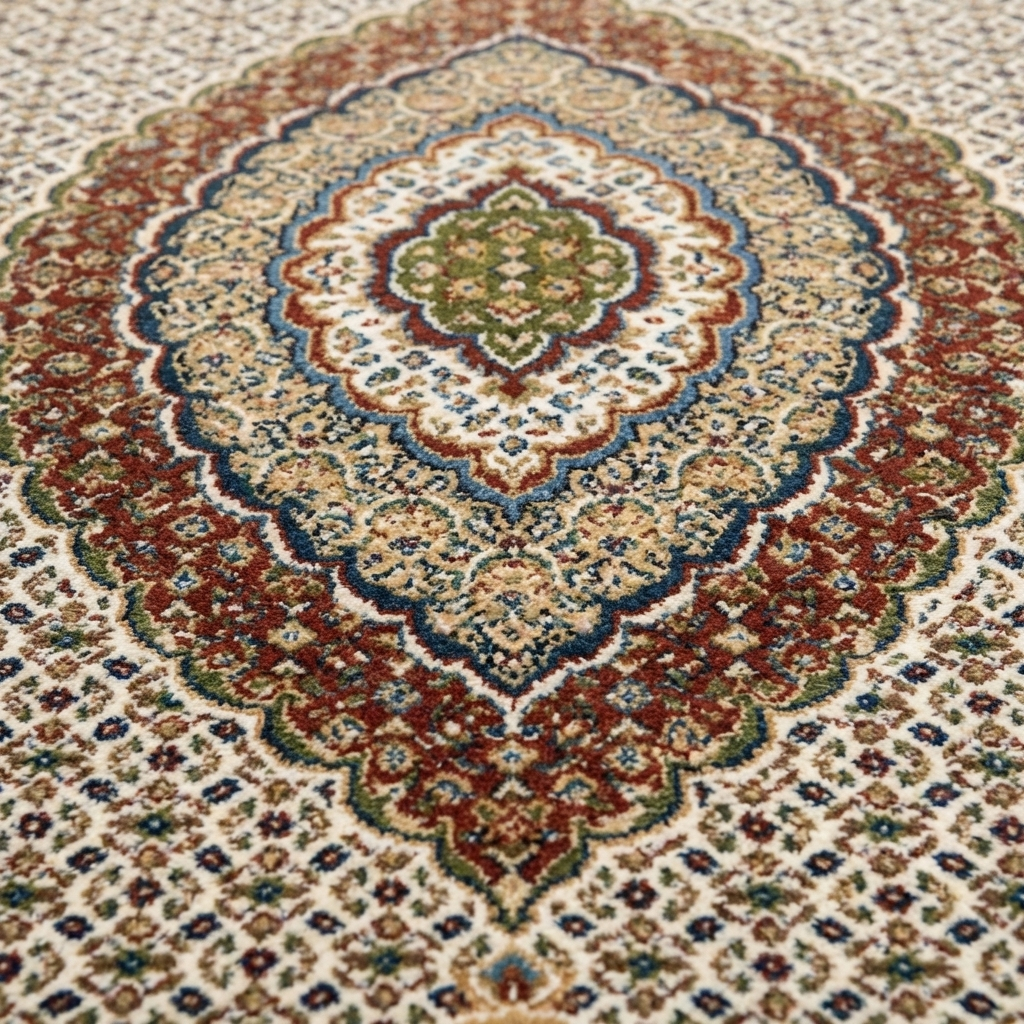 Täbriz Perserteppich – Maschinell – 225 × 150 cm – Creme/Braun