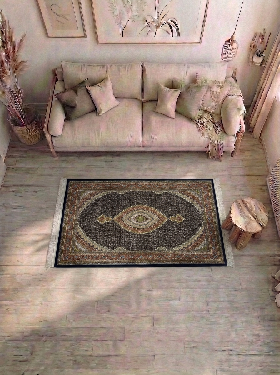 Täbriz Perserteppich maschinell – 225 × 150 cm – Dunkel mit Medaillon