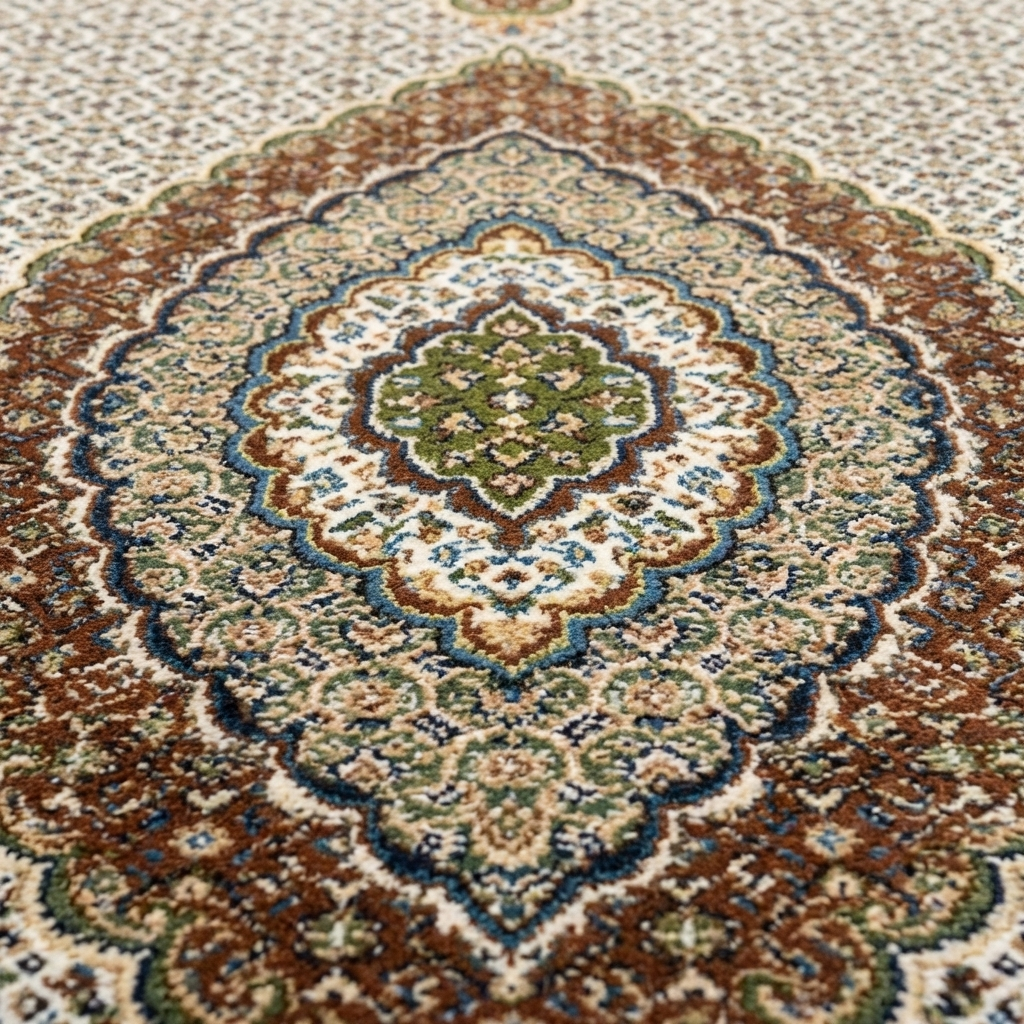Täbriz Perserteppich – Maschinell – 225 × 150 cm – Creme/Braun