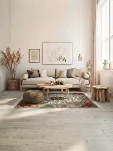 Ghom Seide Perserteppich – Creme/Rot – 215×150 cm (Maschinell)