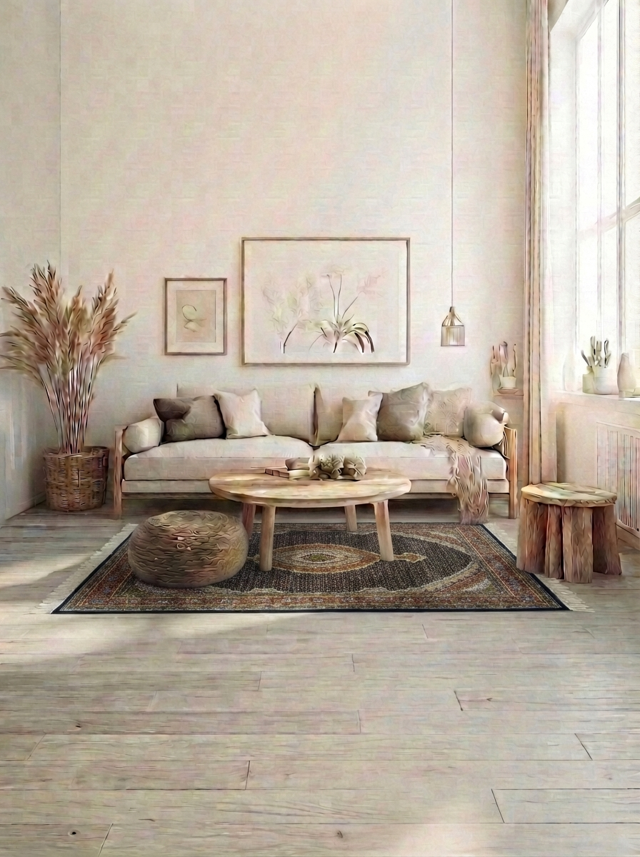 Täbriz Perserteppich maschinell – 225 × 150 cm – Dunkel mit Medaillon