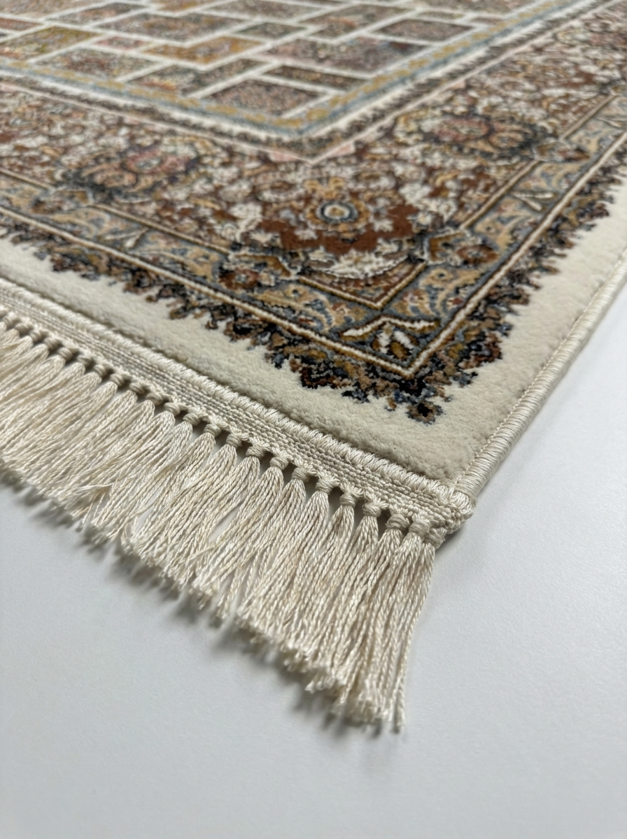 Täbriz Perserteppich – Maschinell – 225×150 cm – Beige/Braun (Medaillon & Kachelmuster)