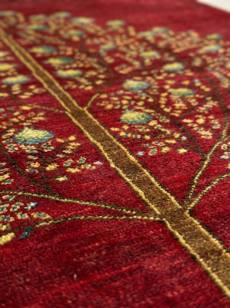 Gabbeh Perserteppich handgeknüpft – 200 × 145 cm – Rot mit Baummotiv – 1300 €