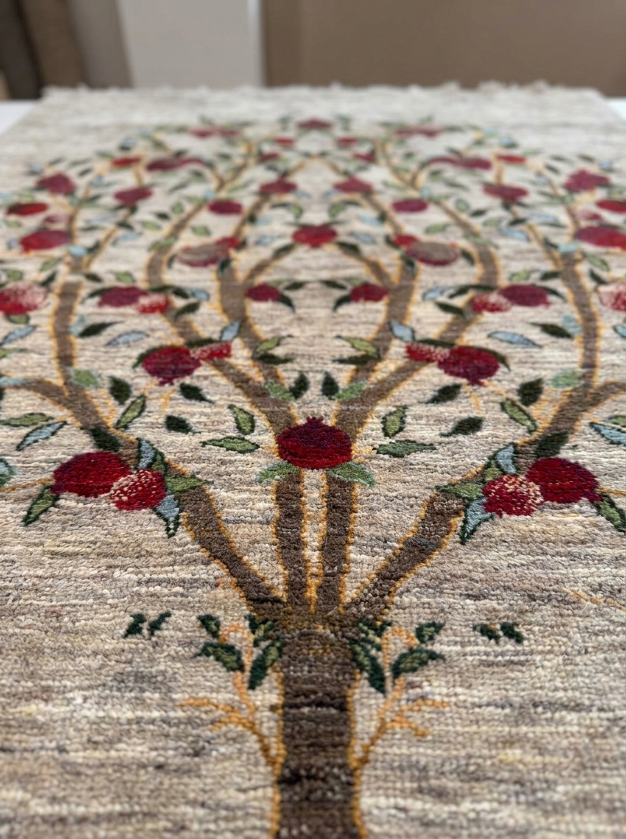 Gabbeh Perserteppich handgeknüpft – 228 × 159 cm – Natur mit Baummotiv