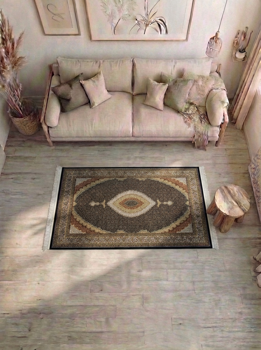 Täbriz Perserteppich – Maschinell – 225 × 150 cm – Anthrazit/Beige