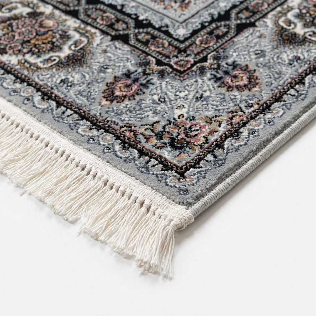 Täbriz Perserteppich – Maschinell – 225 × 150 cm – Grau Patchwork mit Medaillon