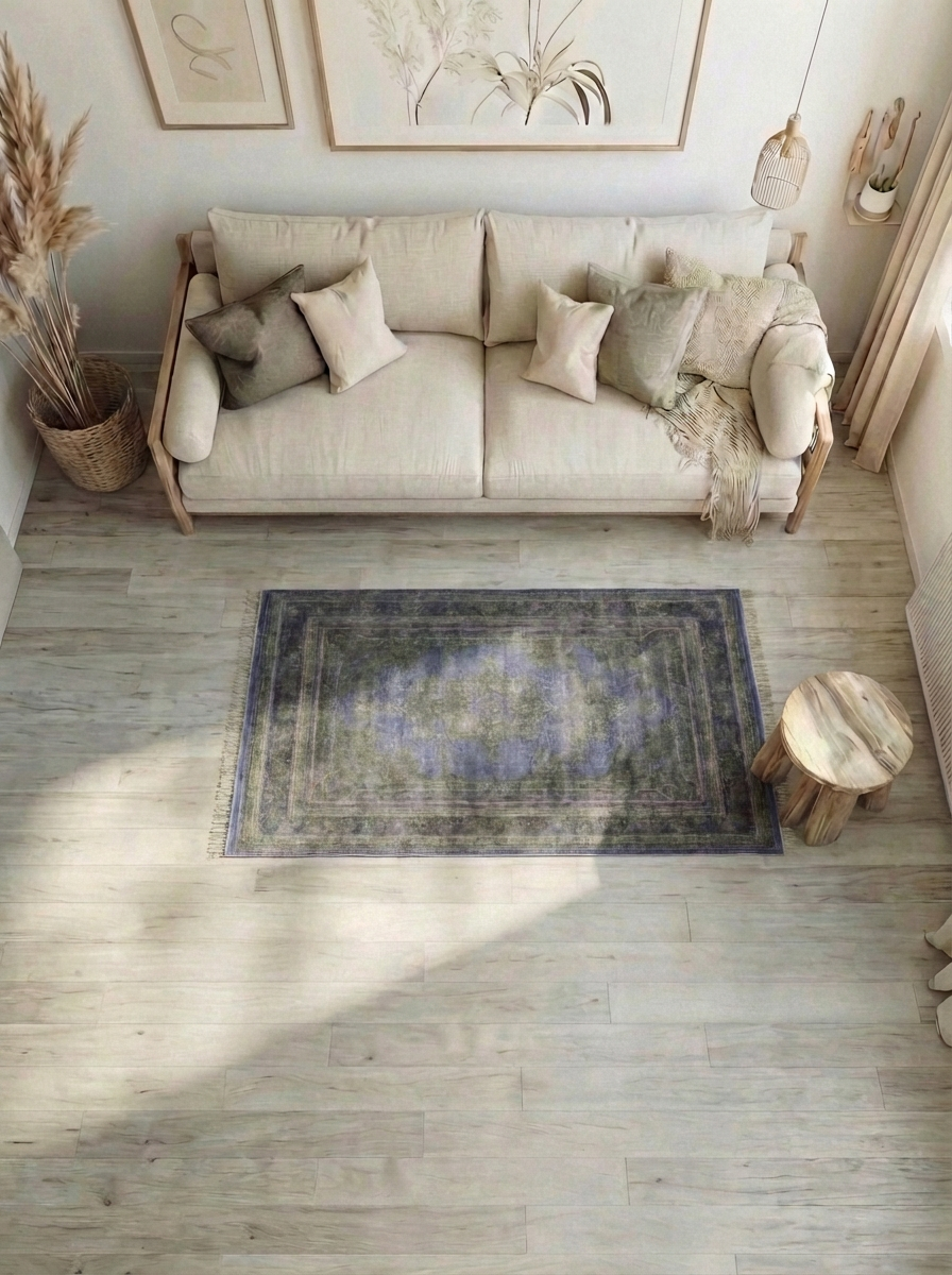 Ghom Seide Perserteppich – Blau – 230×150 cm (Maschinell)