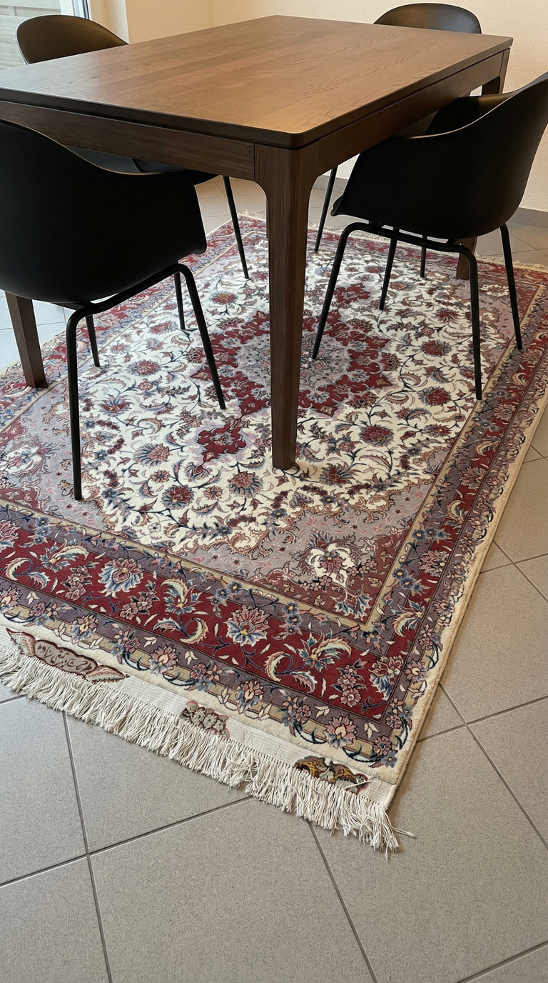 Klassischer Orientteppich mit Medaillon – Rot/Creme