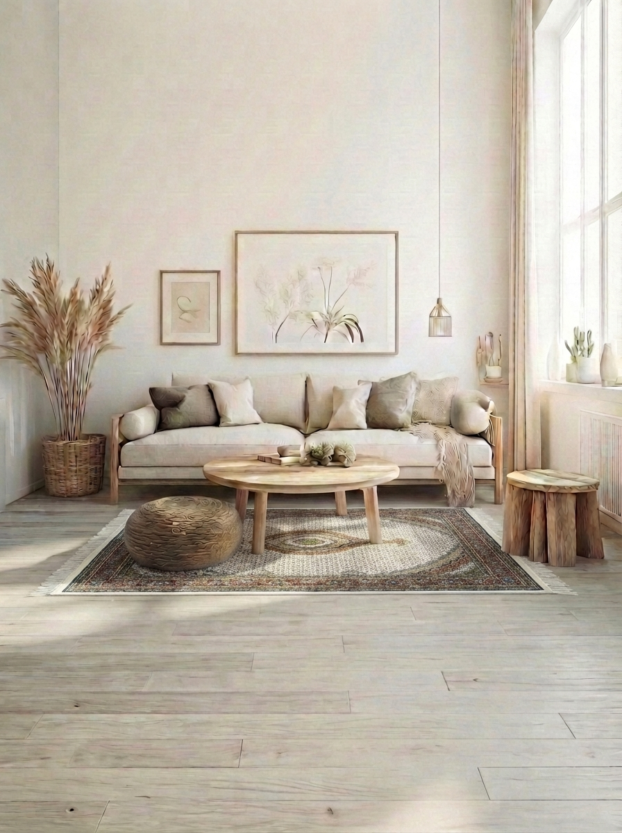 Täbriz Perserteppich – Maschinell – 225 × 150 cm – Creme/Braun